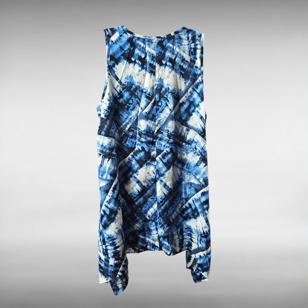 Karen Kane Boho Coastal Tie Dye Handkerchief Hem Top Blue Sleeveless‎ Womens XS - Picture 2 of 5